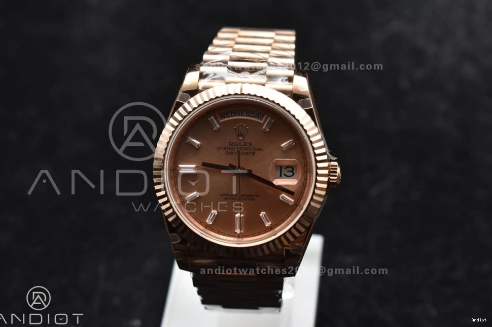 Steel Bracelet Plated 40 RG Markers V2 RG GMF President Crystal A2836 Dial DayDate 904L On 0518